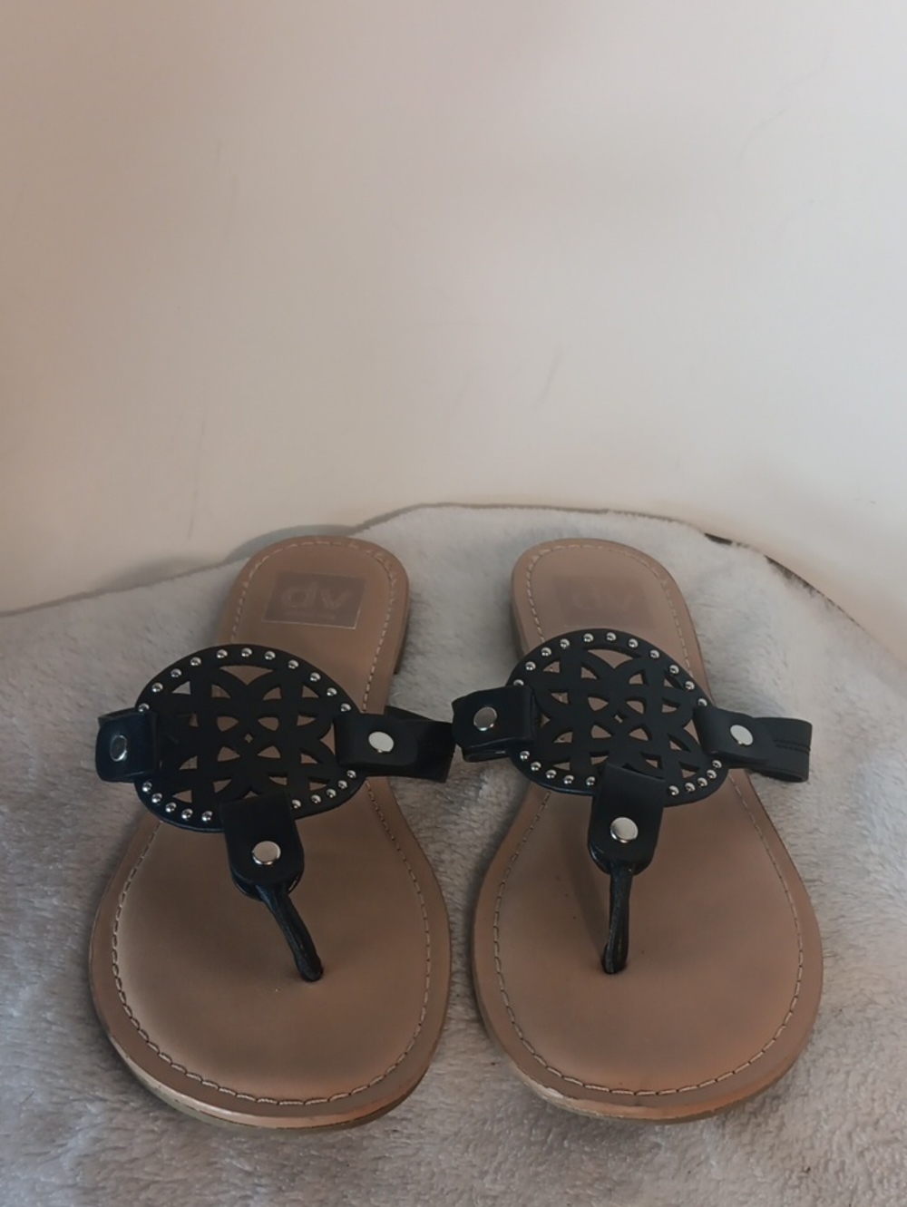 Dolce Vita Black Decorative Cutout Thong Sandals